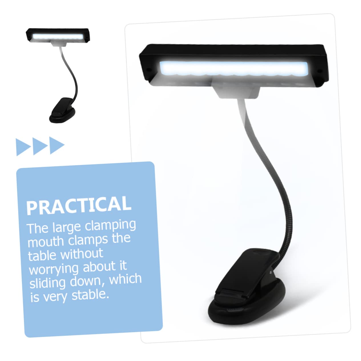 Parliky Rechargeable Piano Lights Clip-on Reading Lamp Study Light Eye Protection