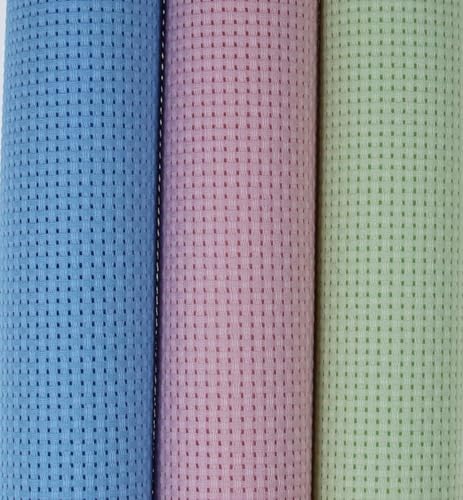 Image of KCS 3 pc of 15 inch x 18 inch(38cmx45cm) Counted Cross Stitch Cotton Aida Cloth Needlework Rolled Fabric Box,11CT,Light Blue+Pink+Light Green