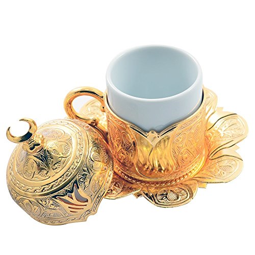 26 Pieces Ottoman Turkish Greek Arabic Coffee Espresso Guest Serving Cup Saucer Set,Gold