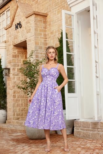 Image of Scarlet Darkness Summer Dresses for Women 2026 Floral Corset Dress Long Milkmaid Dress with Pocket