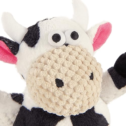 Image of goDog Checkers Sitting Cow Squeaky Plush Dog Toy, Chew Guard Technology - White, Small