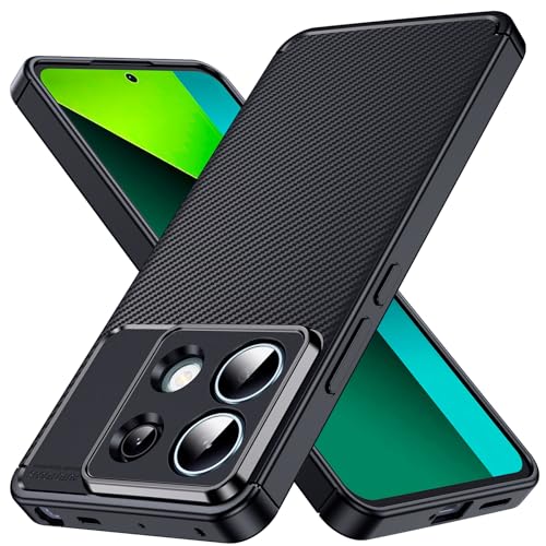 Oududianzi - Funda para Xiaomi Redmi Note 13 Pro 5G / Poco X6 5G [Textura Fibra de Carbono] Silicona TPU Bumper Carcasa Poco X6 5G Case Protección Resistente Antigolpes Anti-Choque - Negro