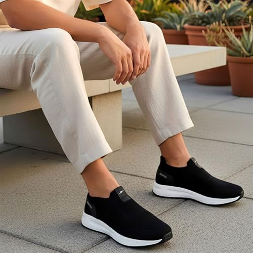 Image of BRUTON Men's Beige & Black Casual Sneaker | Lightweight Cushioned Lace-Up Shoes | Breathable Fashion Footwear for Walking, Travel, College