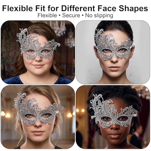 Image of Exlinonline Lace Masquerade Mask Elastic,Fit for Adult,Soft Gentle Material,Specially For Costume,Thememed Party