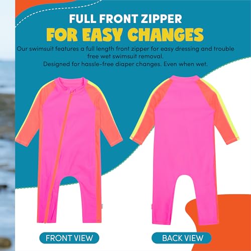 Image of SwimZip UPF50+ Boys Swim Shirt, Long Sleeve One Piece Kids Sunsuit