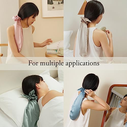 Image of LILYSILK 100% Silk Bonnet for Sleeping & Daily Usage, 2-in-1 Silk Hair Ties with Silk Scrunchies for Long and Curly Hair Elastic Adjustable for Women Ladies and Girls Bright Coffee