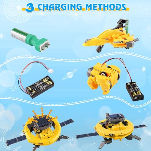 stem projects for kids ages 8-12 solar robot kit 6-in-1 space toys for 10-year-old boy girl gift toys science kits christmas birthday gifts for 8 9 10 11 12 year old yellow