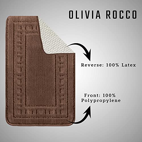 Olivia Rocco Miami 2 Piece Bath Mat & Pedestal Set, Non Slip Bathroom Set (Chocolate), Bath Mat 50 x 80 cm, Pedestal Mat 50 x 50 cm - Image 4