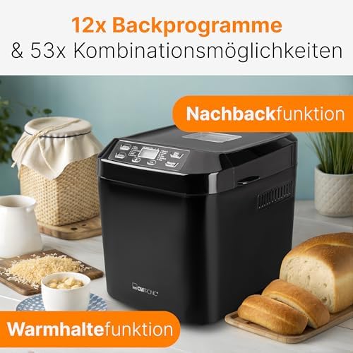 Bild 5 - Clatronic® Brotbackautomat - frisches Brot zu Hause selber backen | automatische Zubereitung & Warmhaltefunktion | Backautomat mit Timer | einfache Bedienung über Display | 12 Backprogramme | BBA 3774