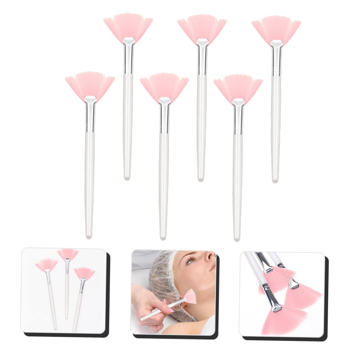 WOONEKY Professional Makeup Brush Set 6pcs Soft Bristle Facial Long Handle for Foundation Contouring Highlighting