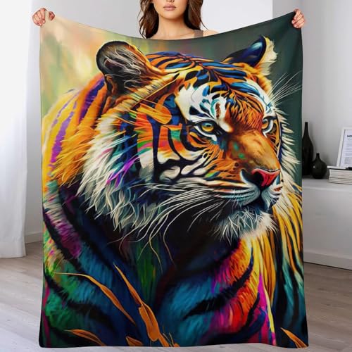 Couverture lit polaire flanelle tigre 180x200 pour housse de canapé - 2