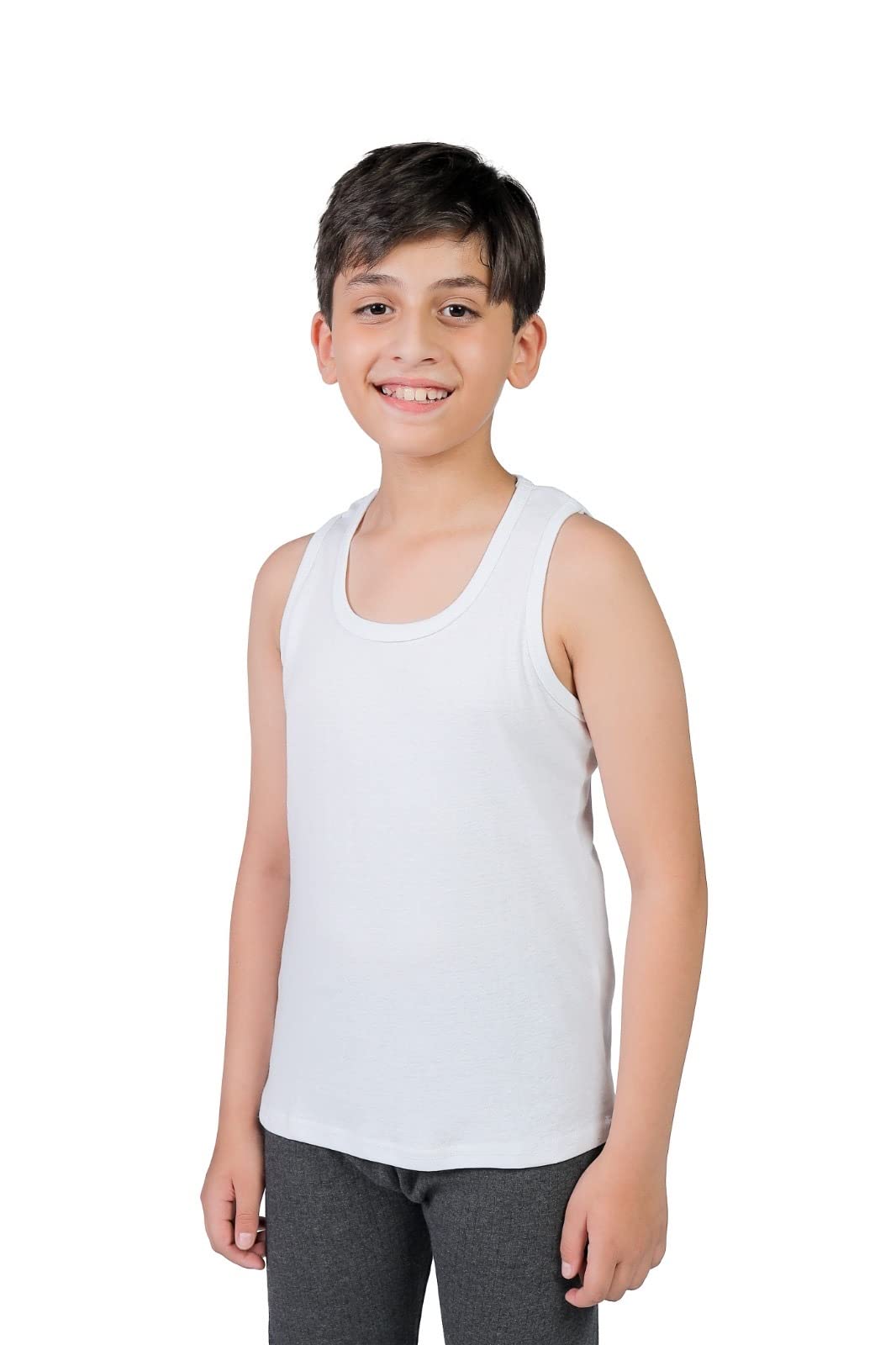 orbiz Lot de 5 débardeurs sans manches 100 % pur coton interlock pour garçons et filles de 3 à 13 ans