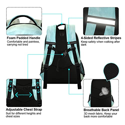 Sacs cartable à dos marbre bleu vert Vnurnrn étudiants et élèves