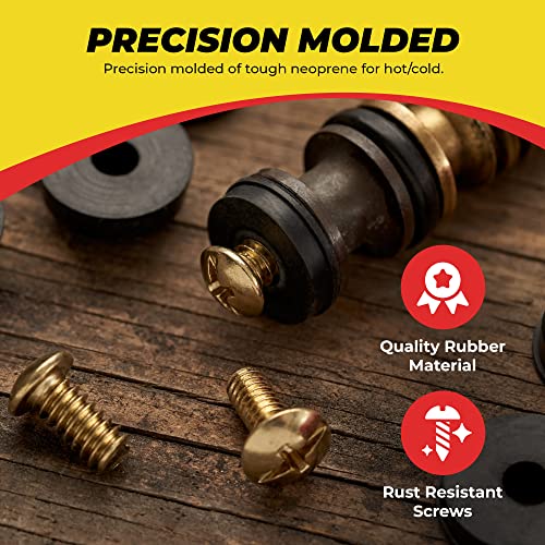 Flat And Beveled Faucet Washers And Brass Bibb Screws Assortment, 48 Pieces #TOP3