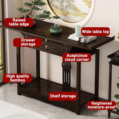Santuario de Buda en mueble de bambú con mesa de ofrendas y cajones 5