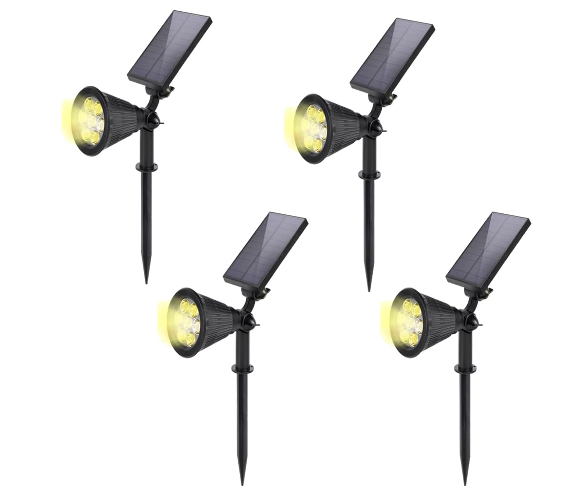 SALCAR 4 Stück Solarstrahler für Außen Garten mit Erdspieß Warmweiß Solar Gartenleuchten, Wasserdichte Solarlampen für Außen, 1800mAh Hohe Leistungs Gartenbeleuchtung Solar Außen Rasen Weg Hof Garage