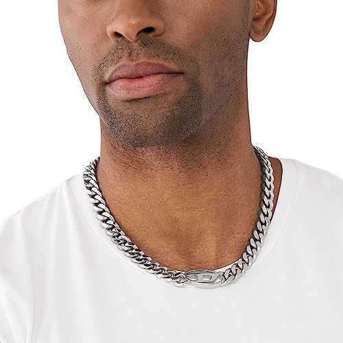 DIESEL シルバー チェーンネックレス ロブスタークラスプ Amazon | Diesel メンズ ステンレススチール ロブスタークラスプ