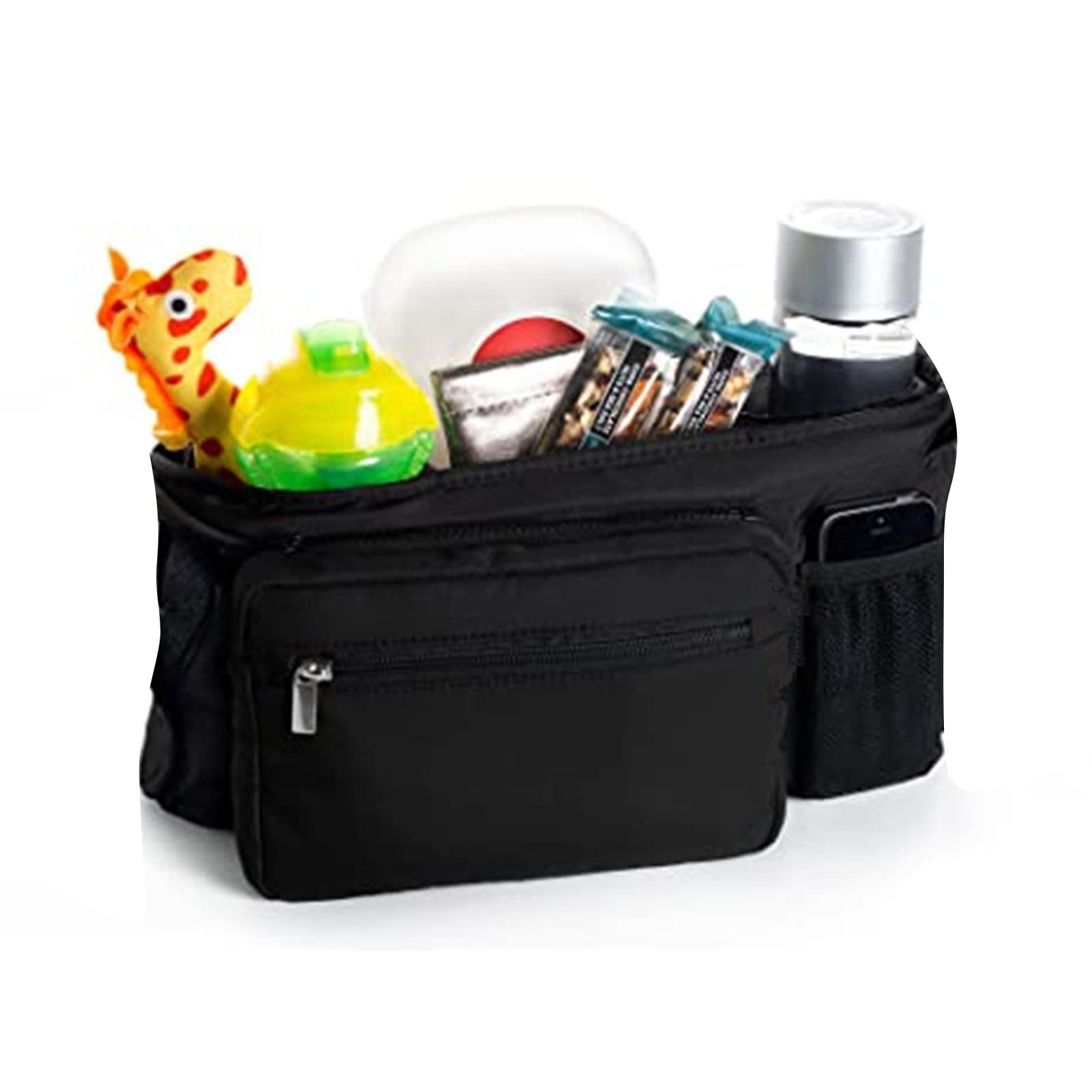 Sac De Rangement Poussette Universel Avec 3 Porte-Gobelets - Organisateur Grande Capacité Gris