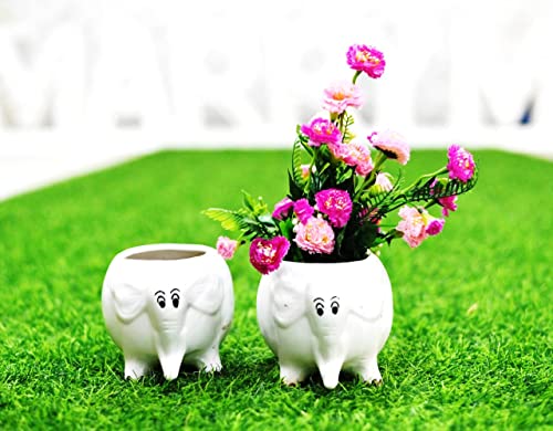 SHRIYAM CRAFT Elephant Shaped Ceramic Indoor Flower Pot Planter Indoor Outdoor Planter 6 inch (White Elephant Pot Pack of 2) (B0C5DPHTD8) Amazon Price History, Amazon Price Tracker