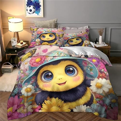 Housse de couette ours mignon 200x200 cm avec sa parure de lit 3D double