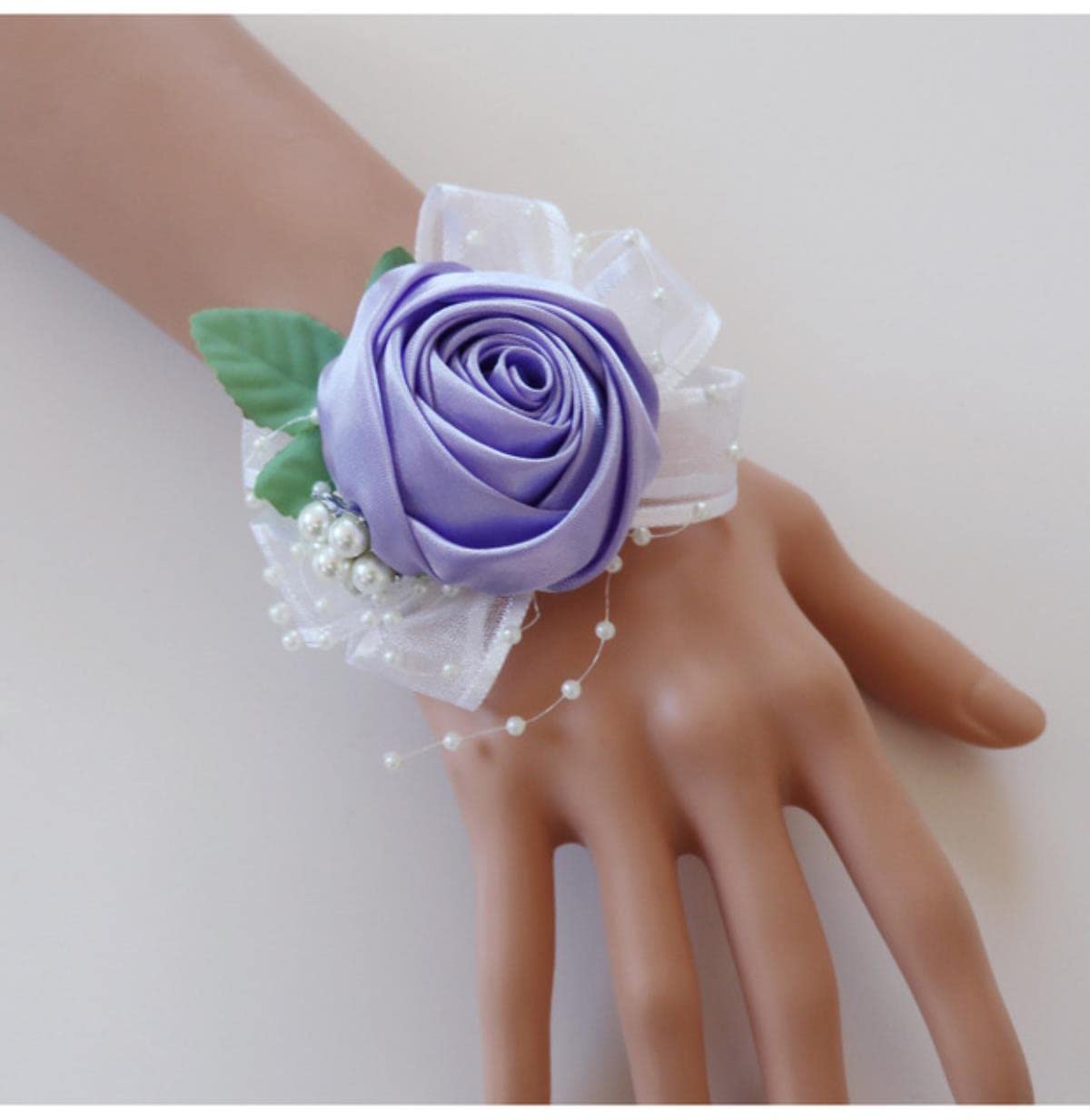 EEfpxwtz Prom corsage wrist flower， Artifici Flowers Wrist Corsage Brsmaid Wedding Groomsmen Boutonniere Multicolor(Lilac)