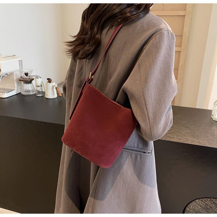 Brown Suede Bag for Women - Burgundy Wine Purse, Small Crossbody Mini Bag for Fall3