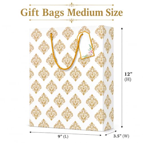 Image of Gift Bags Medium Size - Paper Bags for Gifting - Pack of 10 - Return Gift Bags - Carry Bags - 9 L x 12 H x 3.5 W Inch