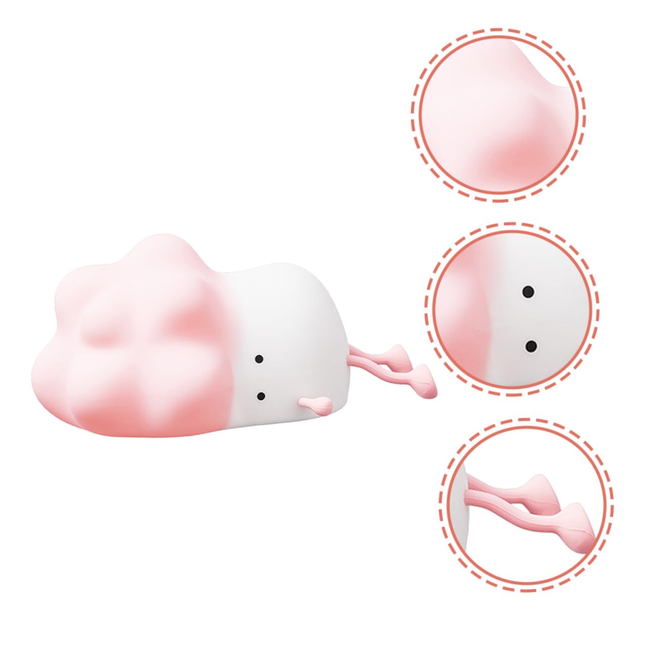 Lampada Notturna in Silicone Caricabatterie 1200mah, Luce Regolabile e Funzione Timer, Design Cartone Animato Rosa per Bambini