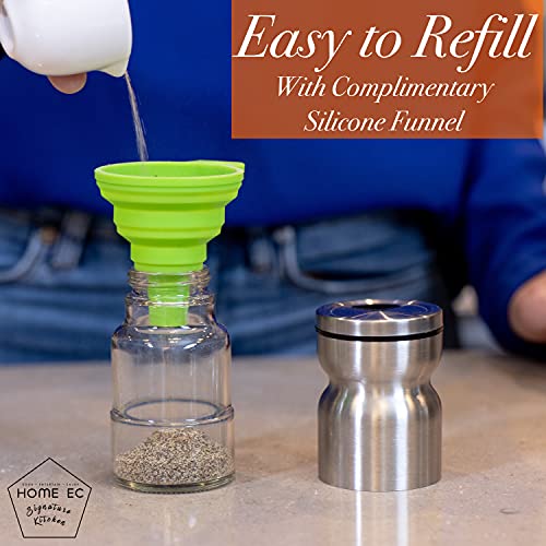 image for HOME EC Glass Salt and Pepper Shakers Set with Adjustable Pour Holes -