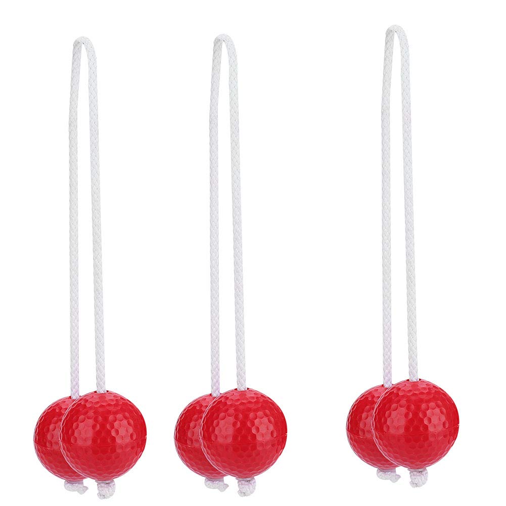 2 Colors Outdoor Game Bolas Heavy Duty Golf Balls 3 Pairs Golf Ball Toss Bolas Set Replacement Sports Balls for Backyard Gatherings Camping Trips(Red)