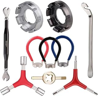 Grednfhat 10Pack Bike Spoke Wrench Tool Kit, Including Round Bicycle Spoke Wrench, Double-Headed Spoke Wrench, Spoke Wrench with Handle, Y-Type Hex and Socket Wrench, Tire Lever Valve Stem Core Tool
