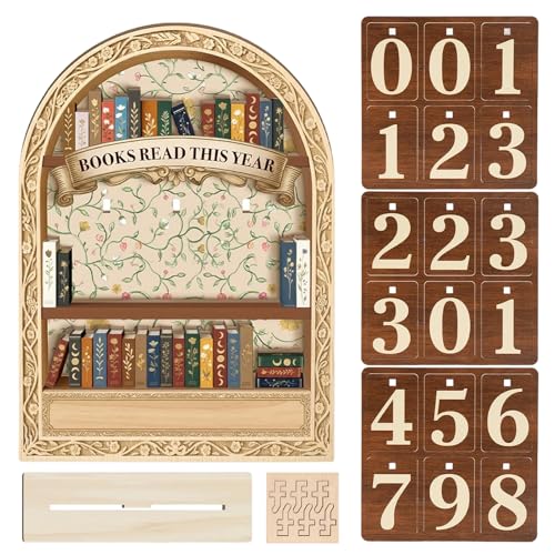 Rastreador de libros de madera con diseño estético para lectores 2