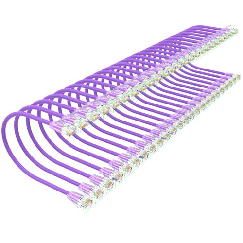 Image of Cat 6 Patch Cables 3 feet (24Pack), Slim Cat6a Ethernet Patch Cable 10Gbps 550Mhz, UTP Pure Copper Patch Cables Cat6, Flexible Thin Cat6a Patch Cable for Network Devices Setup, Purple
