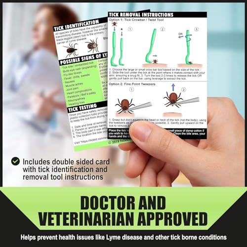 Tick Remover Tool Kit For Humans, Cats, Dogs and Pets, Lyme Prevention Plus 3 Tick Removal Tools, Small & Large Tick Crowbars & Fine Point Tweezers with Magnifying Glass + First Aid Bandages & Cleaning Wipes - Canadian Owned and Operated - Image 4