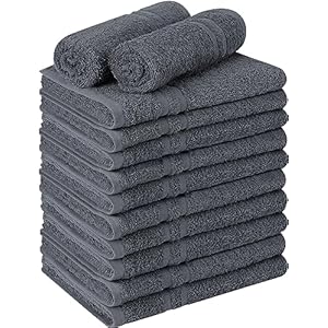 Utopia Towels Cotton Bleach Proof Salon Towels (16×27 inches) – Bleach Safe Gym Hand Towel (12 Pack, DARK GREY)