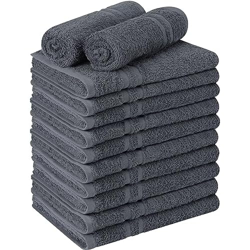 Utopia Towels Cotton Bleach Proof Salon Towels (16×27 inches) – Bleach Safe Gym Hand Towel (12 Pack, DARK GREY)
