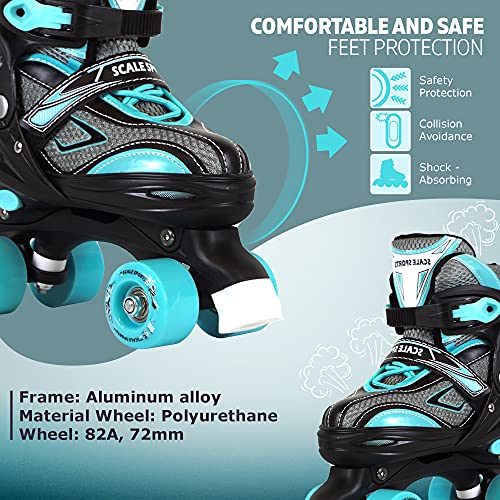 Scale Sports Adjustable Roller Skates For Kids Teen And Ladies Small Size Turquoise #TOP1