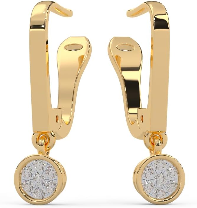 0.13 Cttw Round Cut Natural Diamond Bezel-Set Dangle Hoop Earrings for Women | Crafted in 925 Sterling Silver | Gift for Her & Special Occasions | Fine Jewelry Gift Box Included