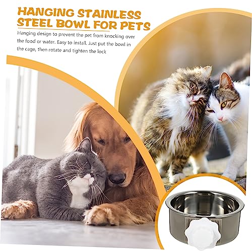 BESPORTBLE Edelstahl Hundenapf zum Aufhängen Futternapf Klein rutschfest mit Gewindedesign Glatte Oberfläche Futterautomat für Hunde und Katzen im Käfig