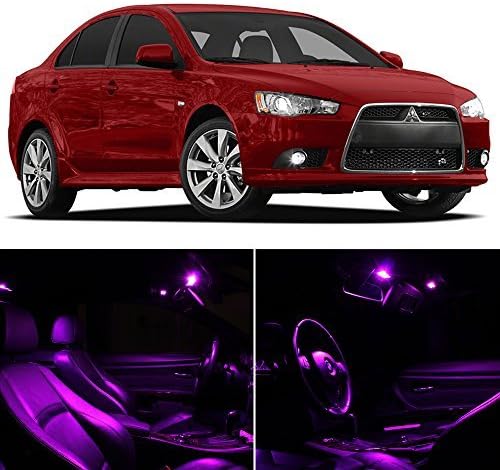 LEDpartsNow Interior LED Lights Replacement for Mitsubishi Lancer 2007-2014 FUCHSIA Purple Accessories Package Kit (6 Pieces)