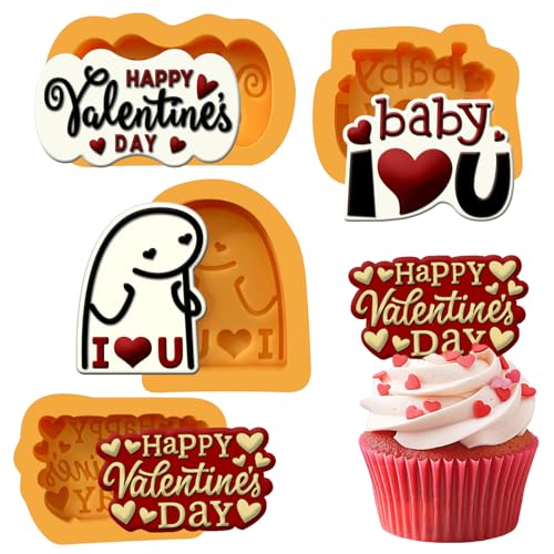 Valentines Day Silicone Molds – Set of 4 Romantic Chocolate Molds for Valentines Day | Cute Heart & Message Silicone Valentines Molds for Cupcakes, Fondant, Resin & Crafts
