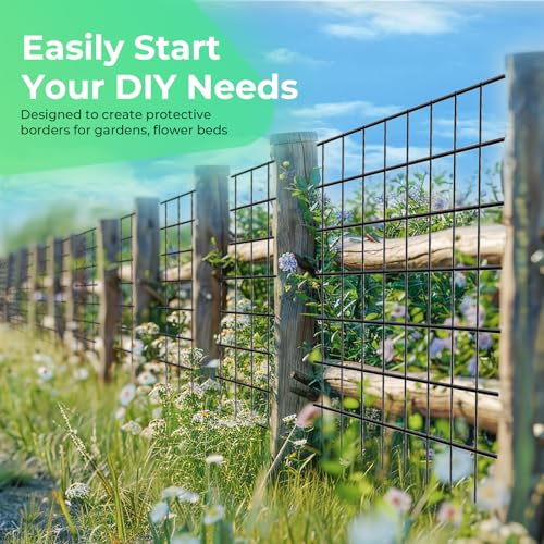 Image of Garden Fence Black PVC Coated Welded Wire Fencing 48 Inch x 100 Foot, 2 Inch x 3 Inch 16GA, Garden Border Fencing Roll Vinyl Coating Metal Wire Mesh for Yard Vegetable Plant Protection Poultry Netting