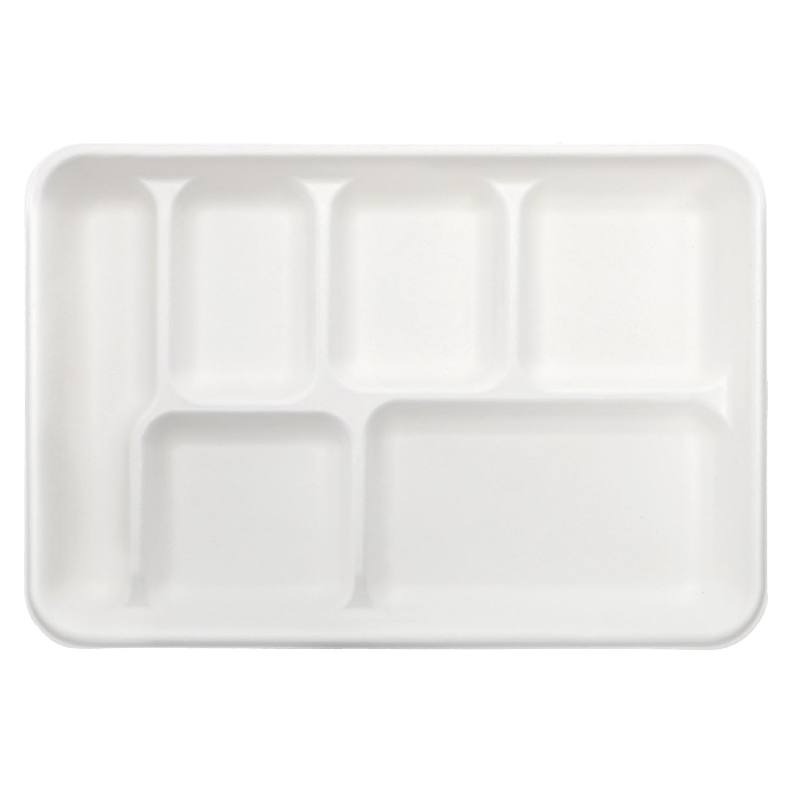 Bekith Confezione da 60 piatti di carta usa e getta a 6 scomparti, 100% bagasse concimabile per il pranzo scolastico, piatti sezionali resistenti ecologici in fibre di canna da zucchero