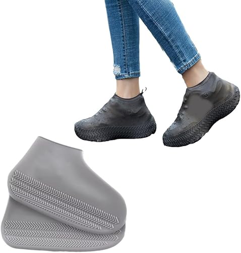 1 par de fundas reutilizables para zapatos, impermeables, antideslizantes, de silicona, resistentes al desgaste, botas de lluvia para botas al aire