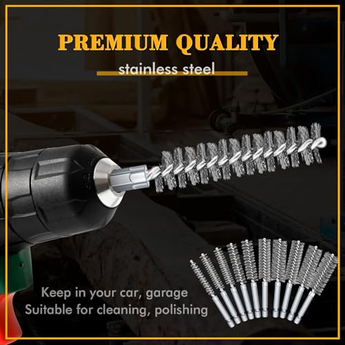 Image of Zonon 30 Pcs Bore Brush for Drill Wire Bore Cleaning Brush Set for Power Drill Impact Driver 1 /4 Inch Hex Shank, 8, 10, 11, 12, 13, 15, 16, 17, 18 and 19mm (Stainless Steel)