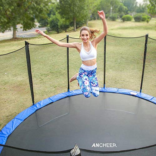 DREAMVAN 15FT TUV Approved Trampoline, Kids Trampoline with Enclosure net and Poles Safety Pad Ladder, Jumping Mat Rain Cover, Great Outdoor Backyard Trampoline