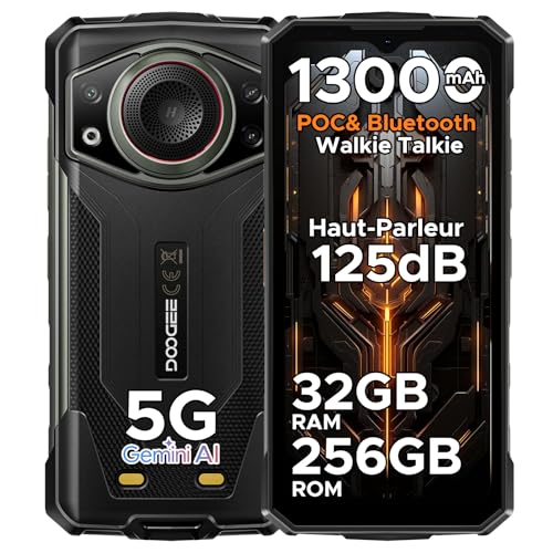 DOOGEE Fire 7 Ultra Telephone Portable Incassable 5G, Fonction POC/Talkie Direct/PTT/SOS,...