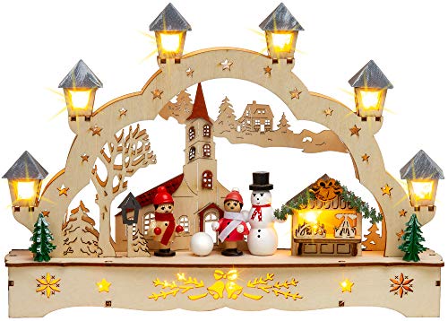 SIKORA LB70s Kleiner Schwibbogen aus Holz beleuchteter LED...