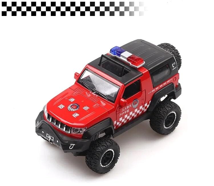 Image of Kids Model 1:32 Police Jeep Die Cast Metal Car Pull Back Action Opening Doors with Realistic Engine Sound Lights Toy Car Gift for Boys - Multi