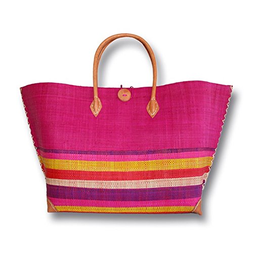 Panier Cabas en Raphia pour Plage de Couleur Rose